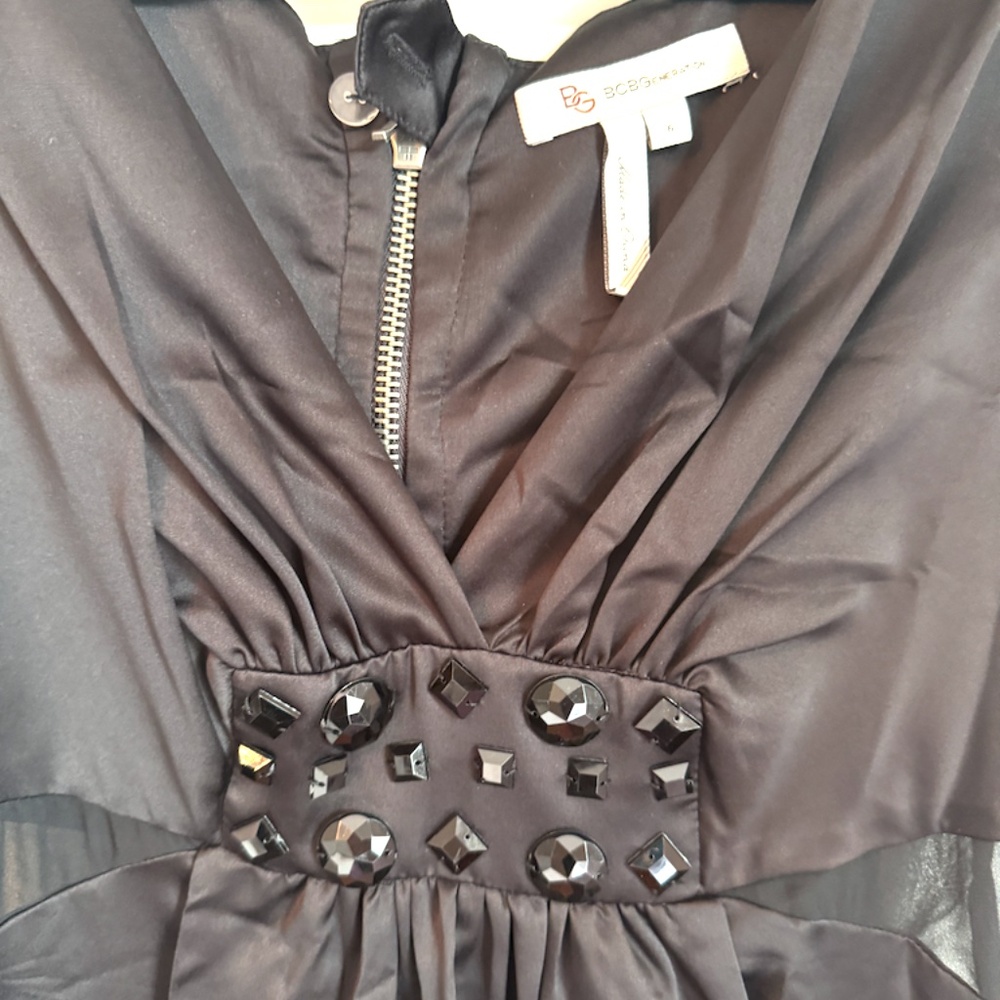 Bcbgeneration Black Silk Rhinestone Embellished D… - image 8